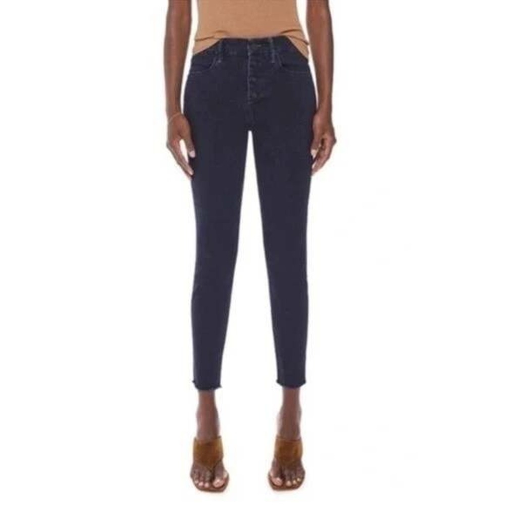 Mother The Pixie Ankle Fray Jeans Holding Hands Dark Wash Button Fly Size 27